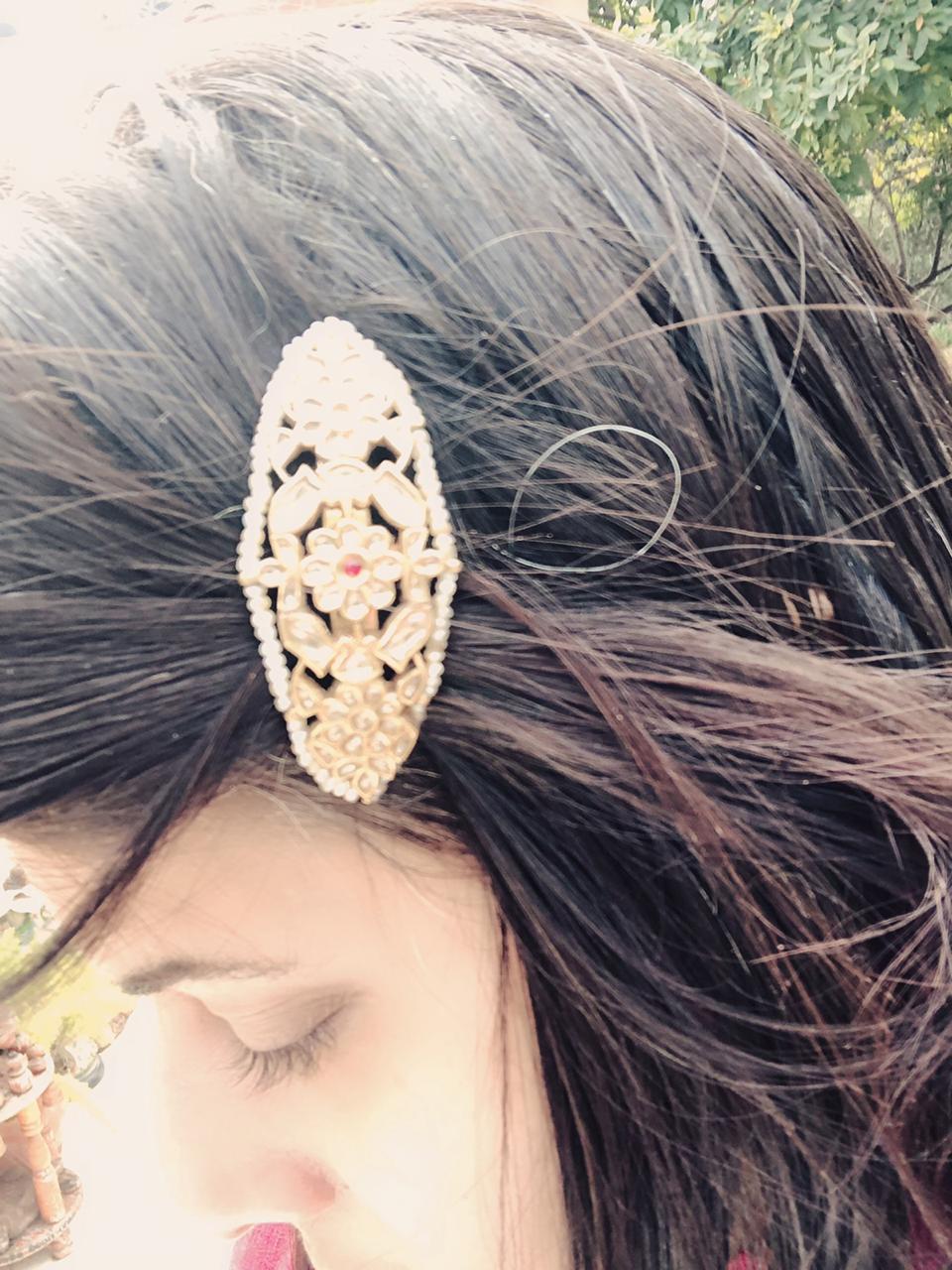 Antique Gold Natural Basra Pearl Hair Clips