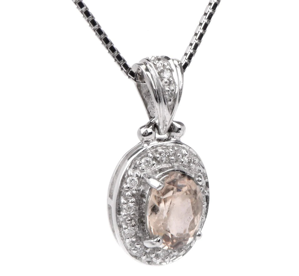 Estate Diamond Diaspore 18K White Gold Dangle Pendant