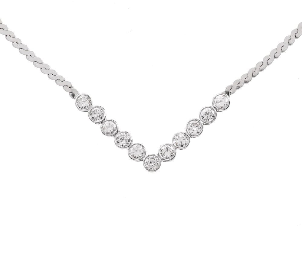 Italian Diamond 14K White Gold Link Necklace 10.5 grams