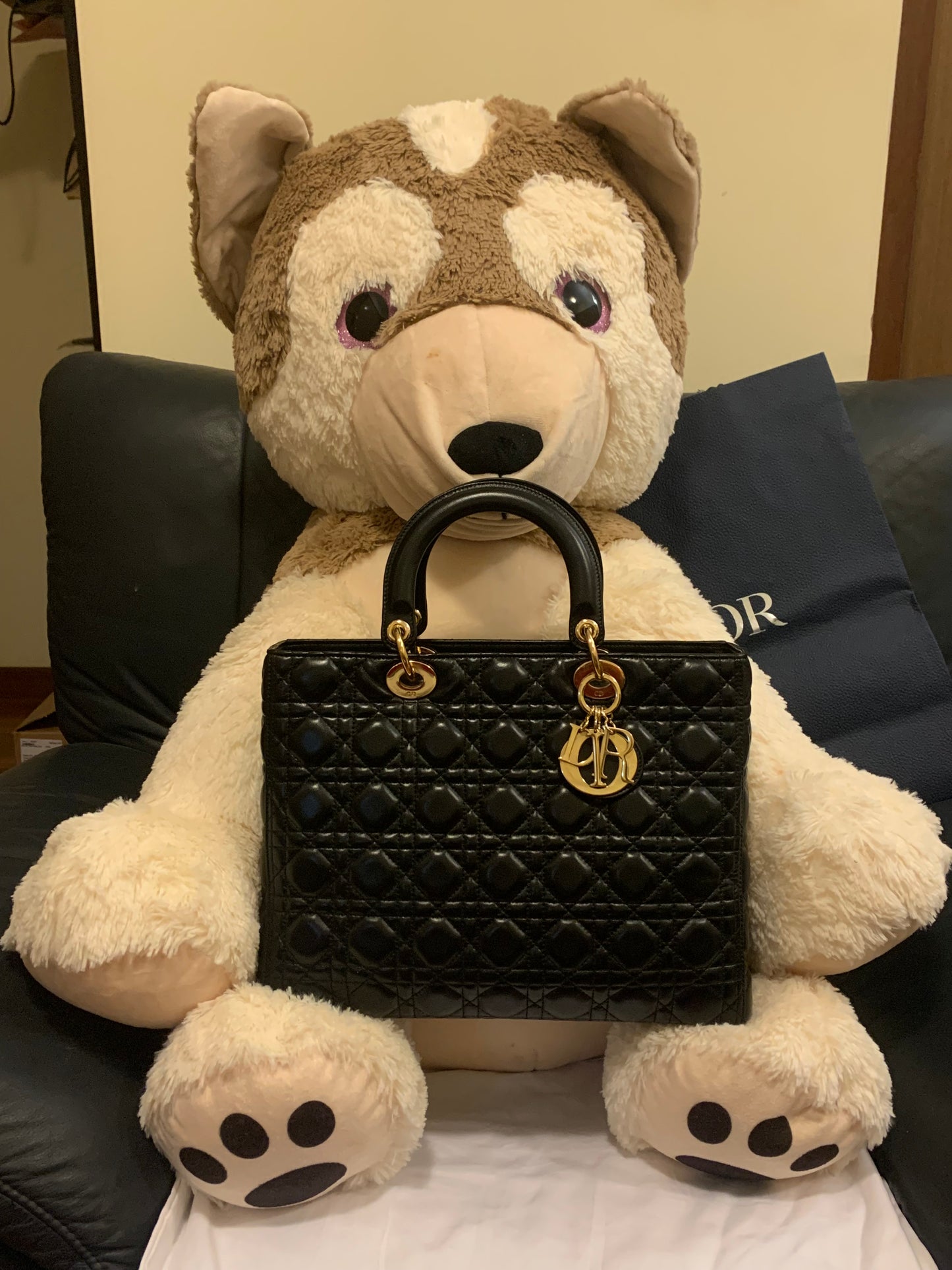 Large Lady Dior Bag Black Cannage Lambskin