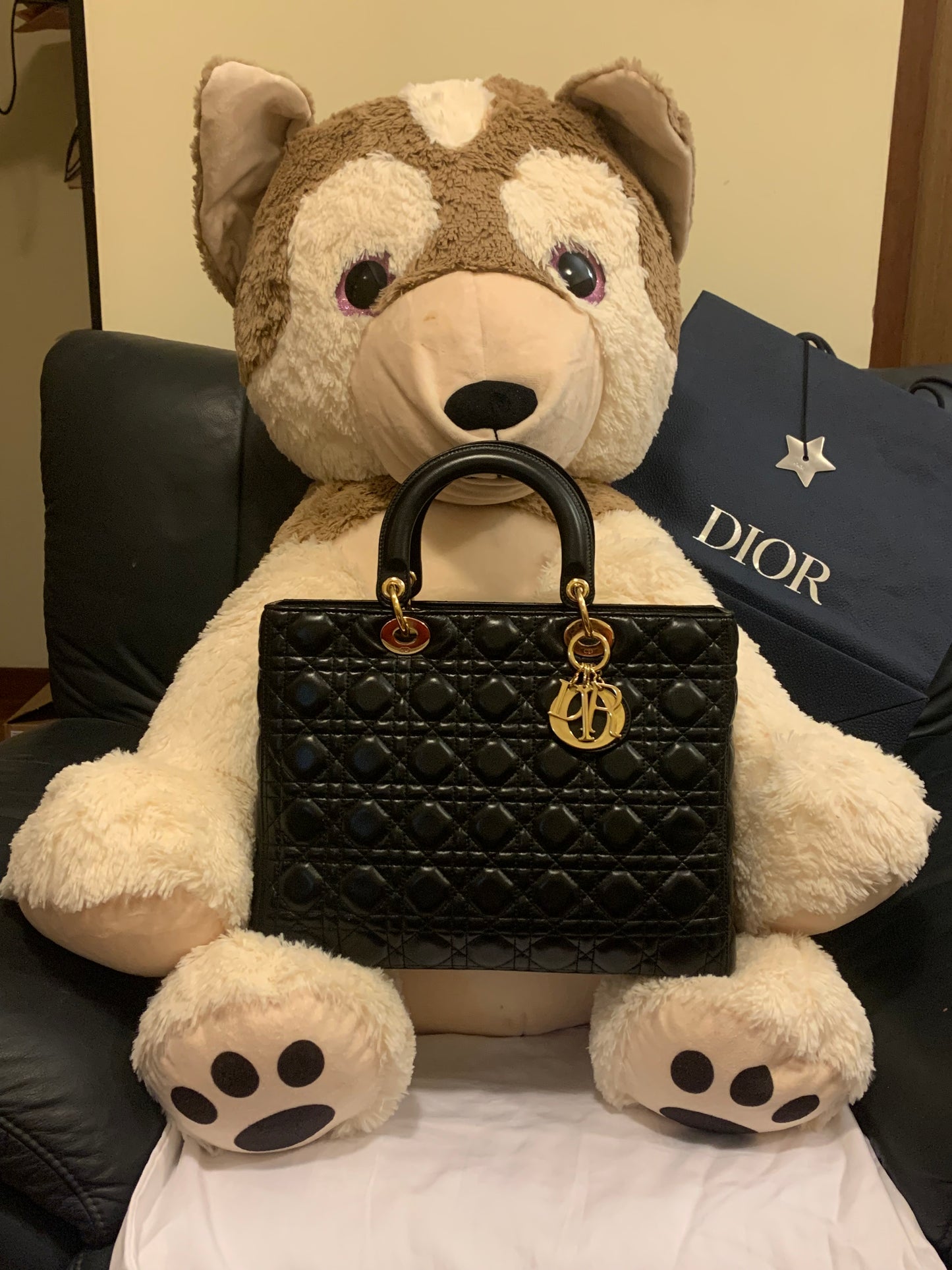 Large Lady Dior Bag Black Cannage Lambskin