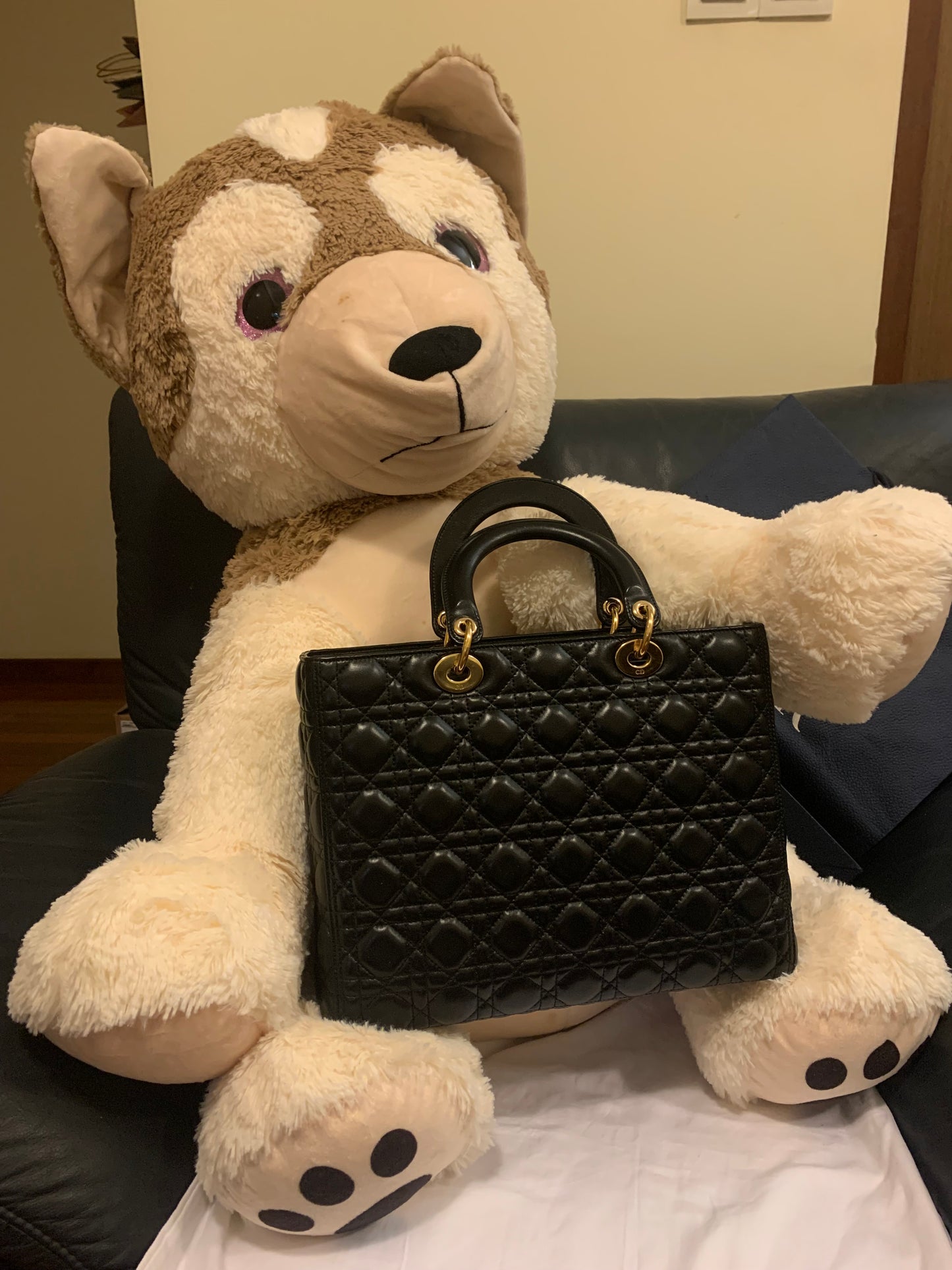 Large Lady Dior Bag Black Cannage Lambskin