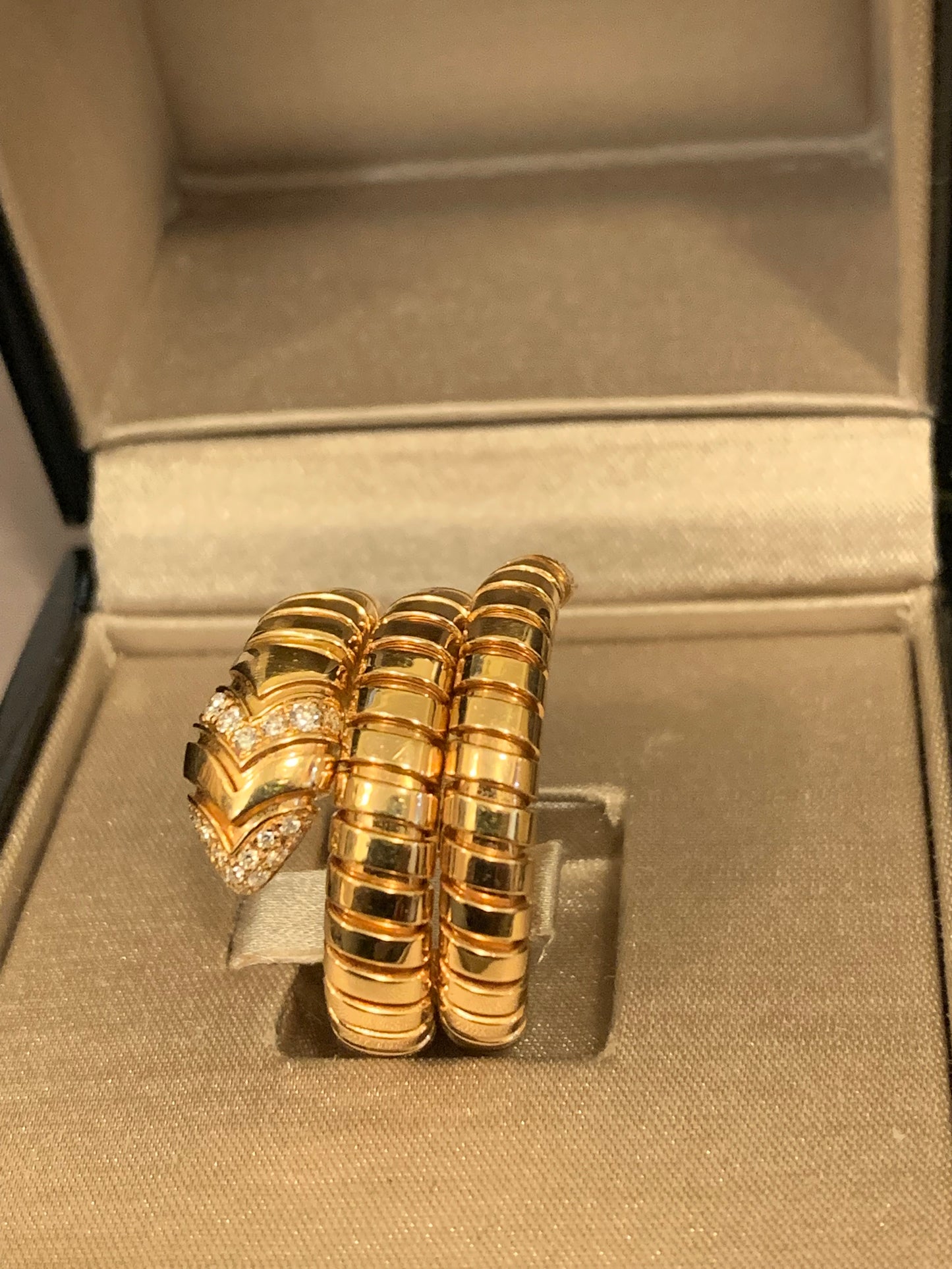 Bvlgari Serpenti Tubogas Diamond Gold Wrap Ring