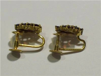 Vintage 10k Gold Garnet Cluster Earrings