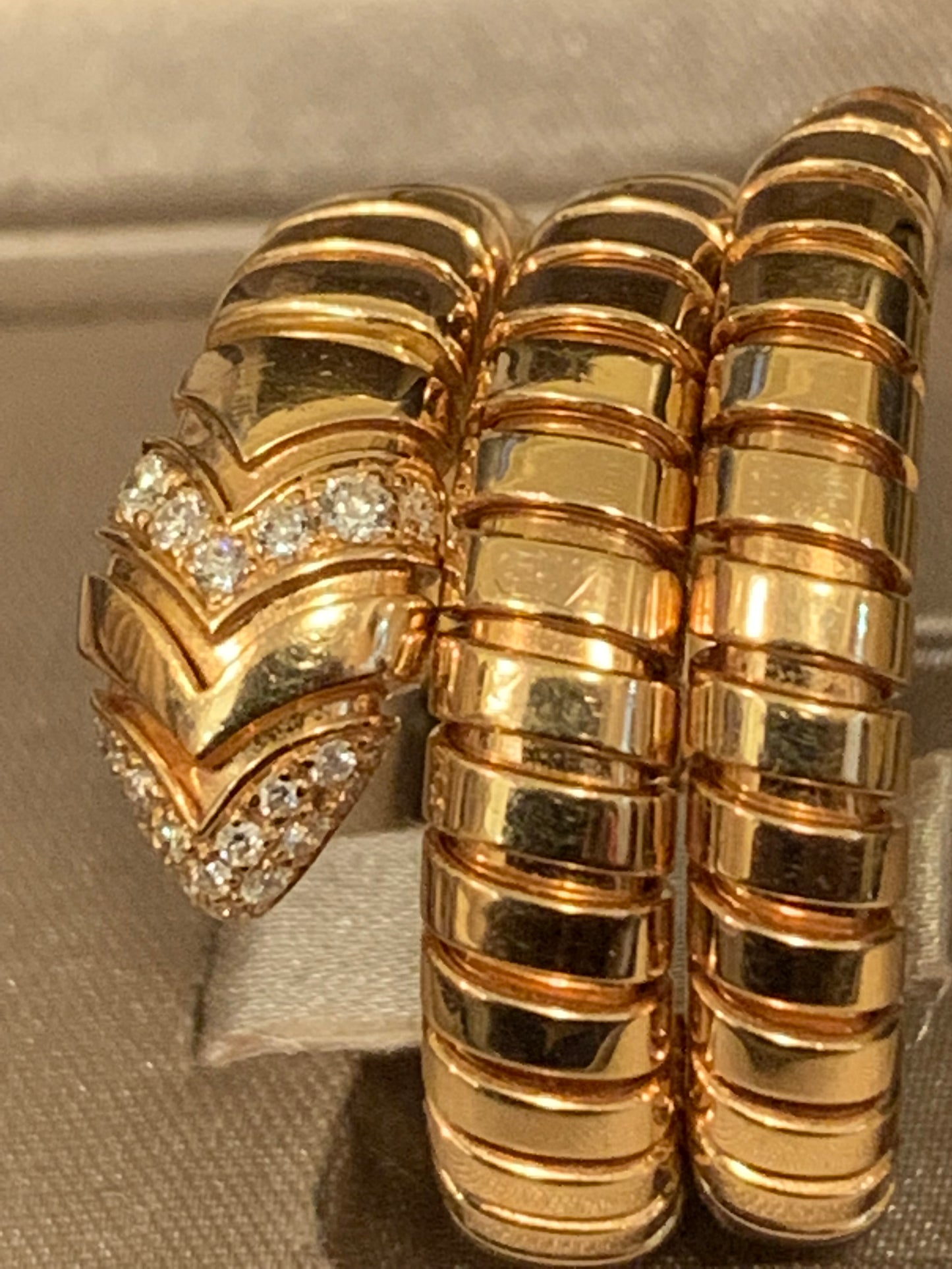 Bvlgari Serpenti Tubogas Diamond Gold Wrap Ring