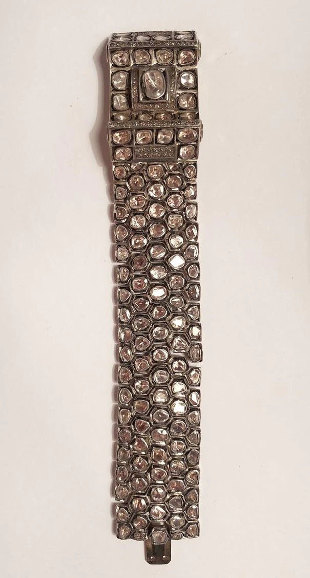 Victorian Treasure Polki Diamond Bracelet / Handmade Pave Polki Diamond Bracelet