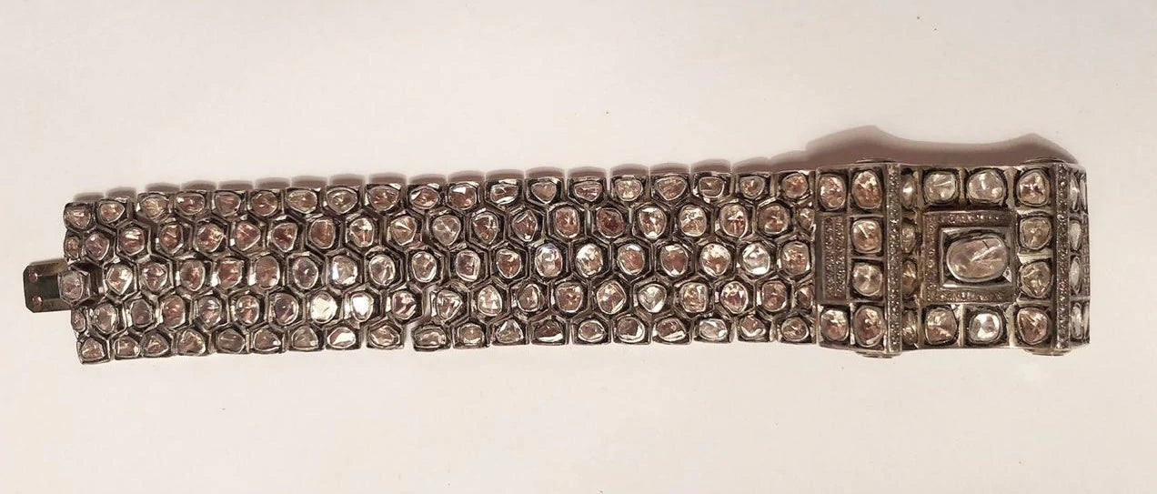 Victorian Treasure Polki Diamond Bracelet / Handmade Pave Polki Diamond Bracelet