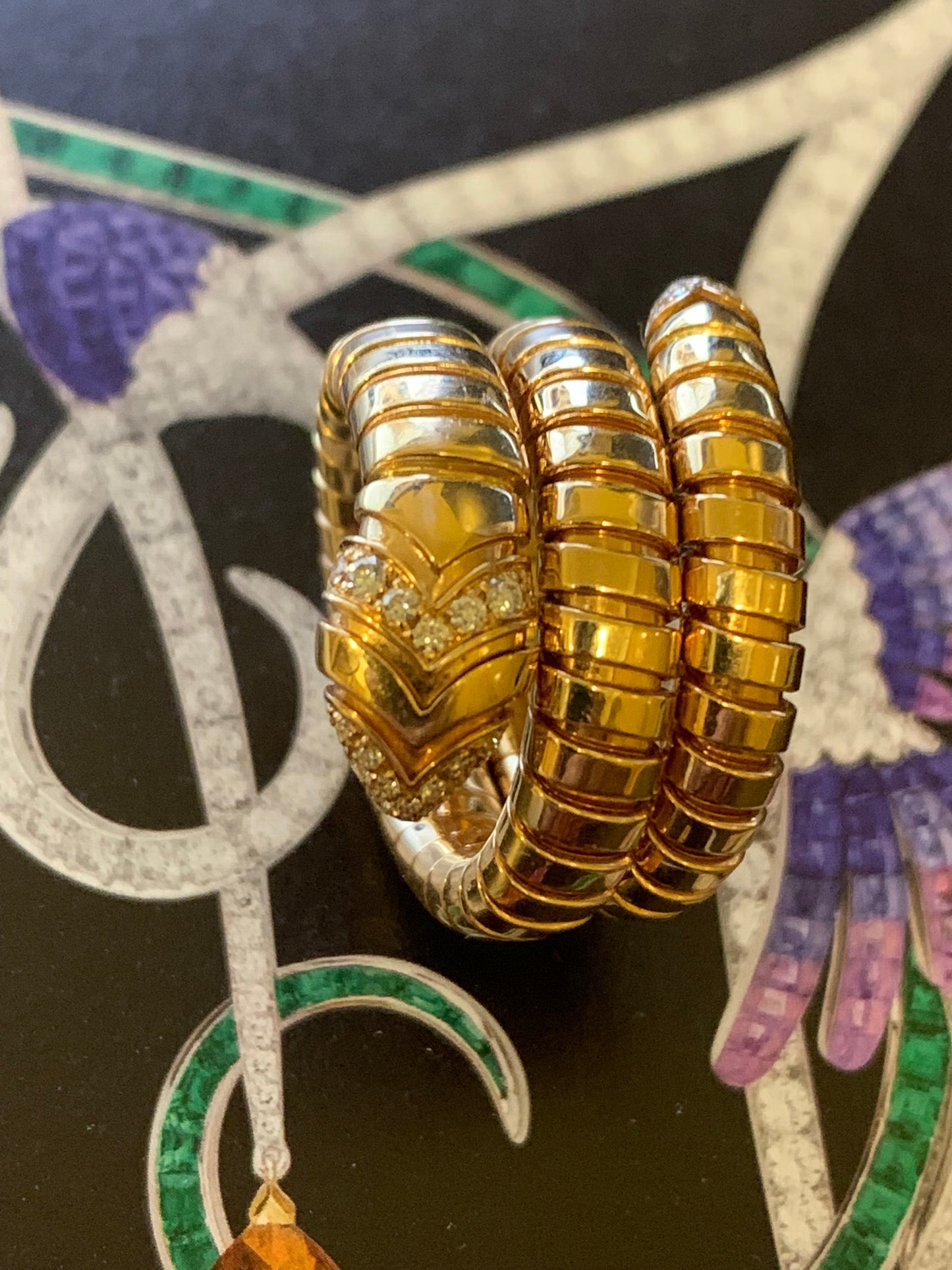 Bvlgari Serpenti Tubogas Diamond Gold Wrap Ring