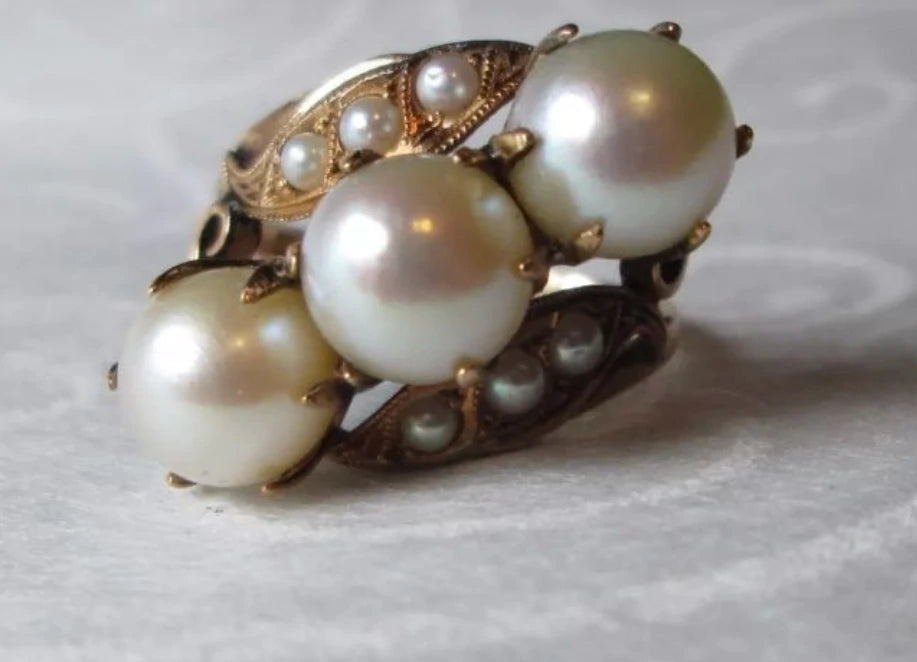 Vintage 18K Pearl Ring Seed Pearl Circa 1920 Size 7