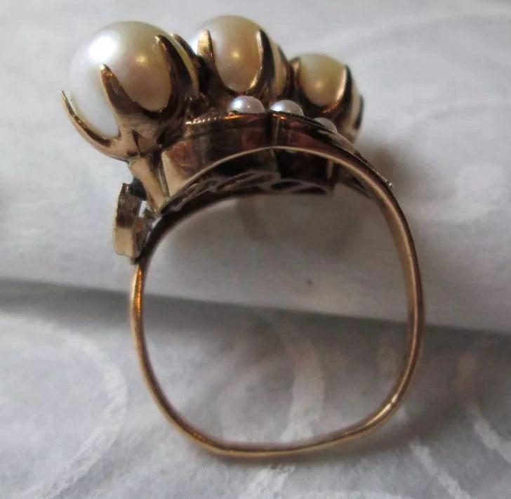 Vintage 18K Pearl Ring Seed Pearl Circa 1920 Size 7