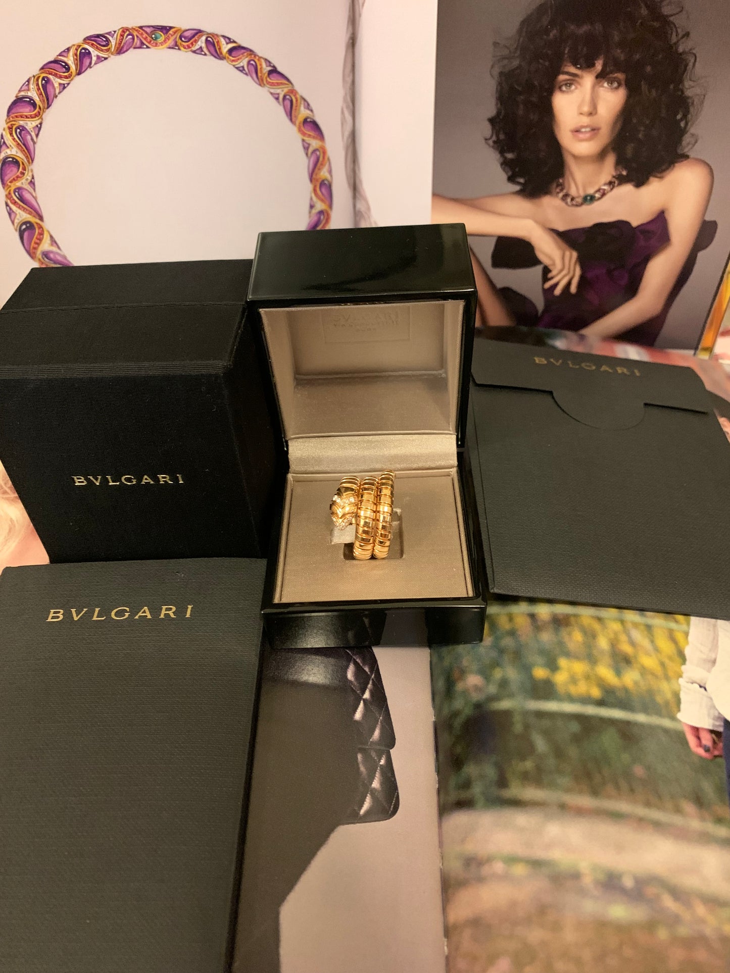 Bvlgari Serpenti Tubogas Diamond Gold Wrap Ring