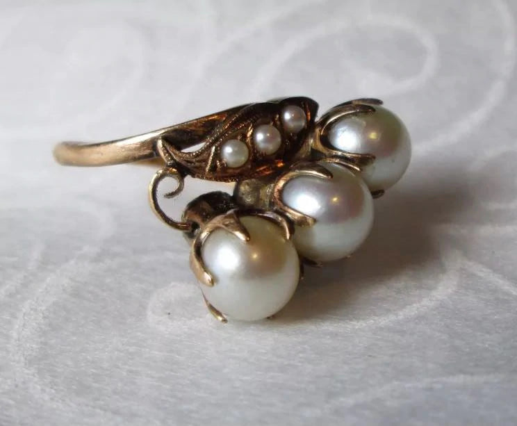 Vintage 18K Pearl Ring Seed Pearl Circa 1920 Size 7