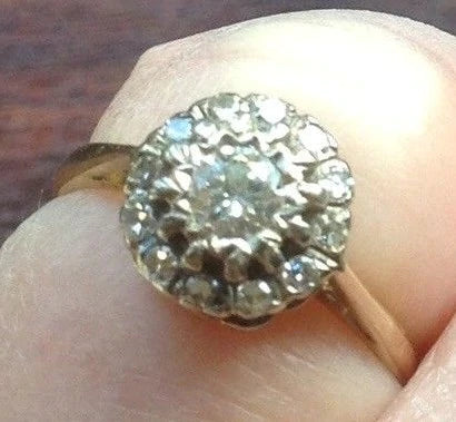 Art Deco 18ct Gold Diamond Cluster Ring