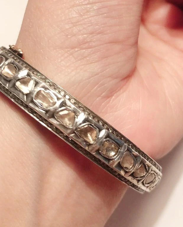 Victorian Treasure Polki Diamond Bangle / Handmade Pave Polki Diamond Bangle