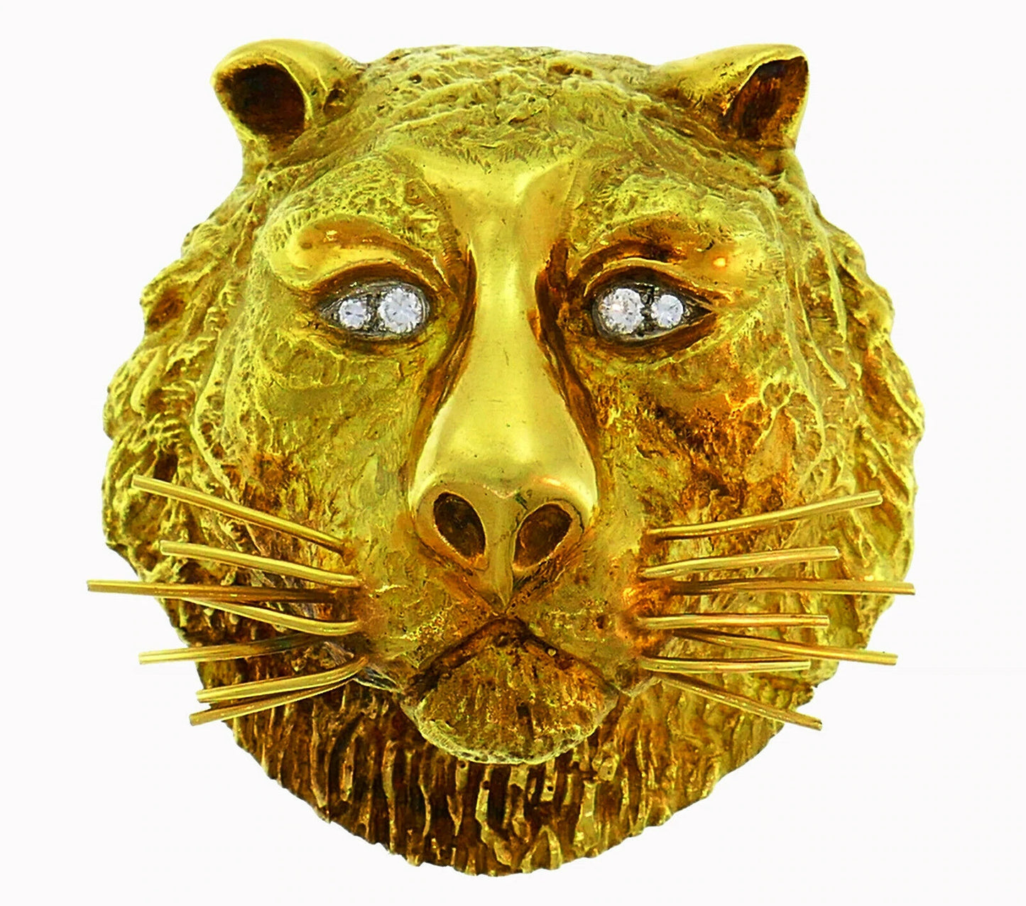 Yellow Gold Leo Pendant Pin Brooch Zodiac Lion