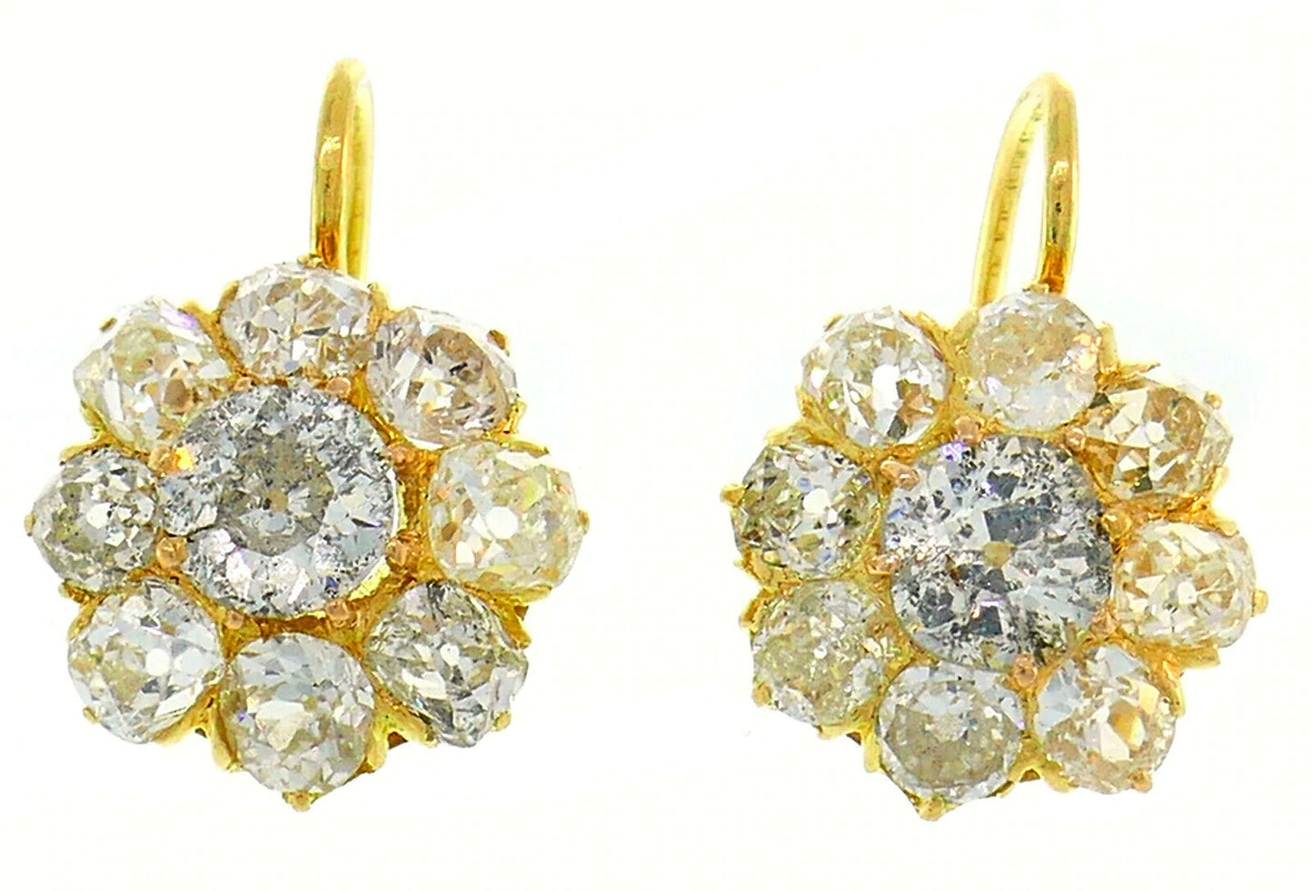 Victorian Diamond Gold Cluster Earrings