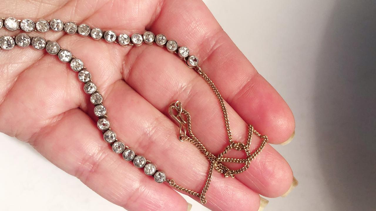 Victorian Old Euro Cut Diamond Necklace, Handmade Necklace