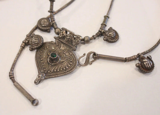 Antique Indian Tribal Silver Necklace