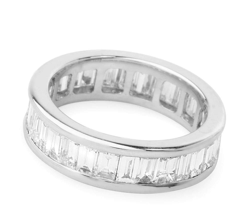 Estate 2.88ct Baguette Cut Diamond 18K White Gold Eternity Band Ring