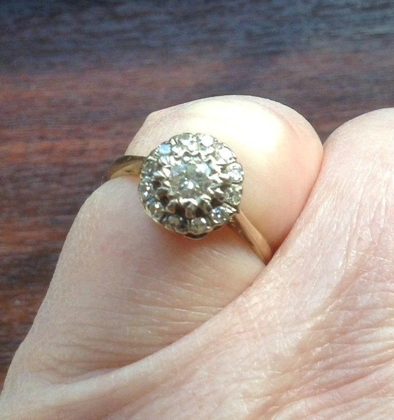 Art Deco 18ct Gold Diamond Cluster Ring