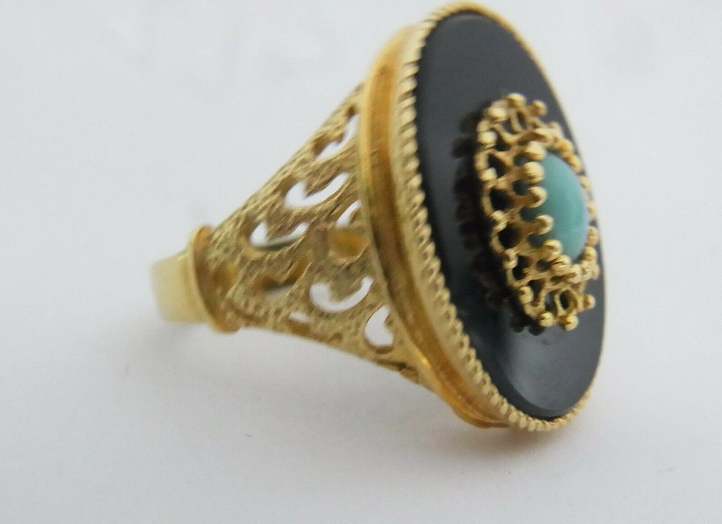 Vintage Freeform Mid Century Natural Opal Fine Diamond 8.6g 14k Gold Ring Sz5