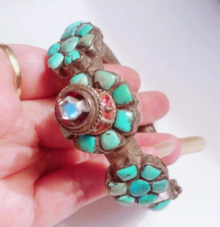 Vintage Turquoise & Silver Bangle