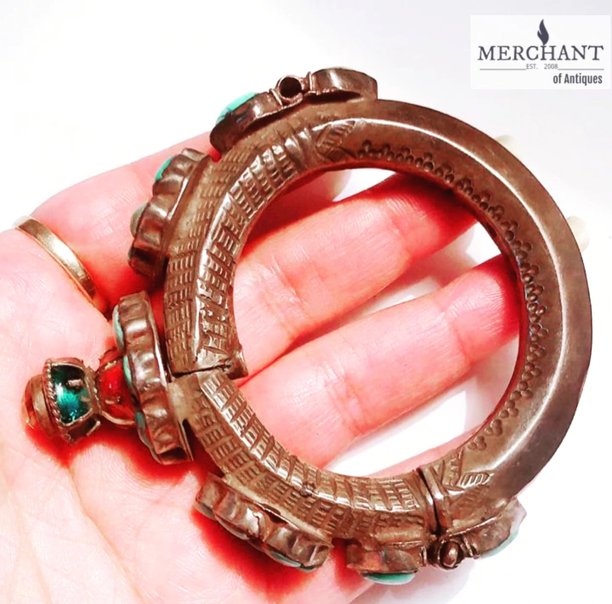 Antique Silver Turquoise Bangle Bracelet