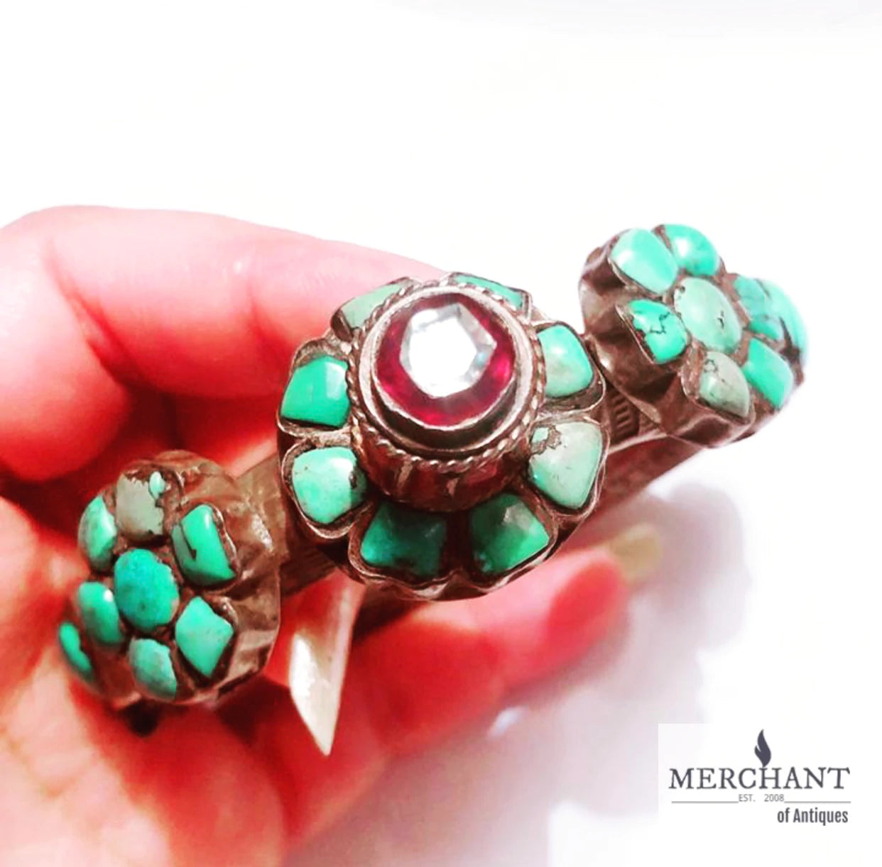 Antique Silver Turquoise Bangle Bracelet