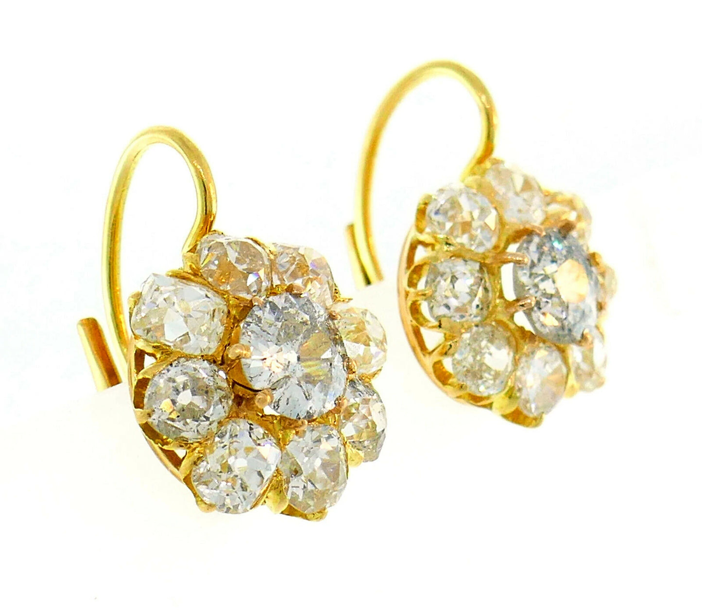 Victorian Diamond Gold Cluster Earrings