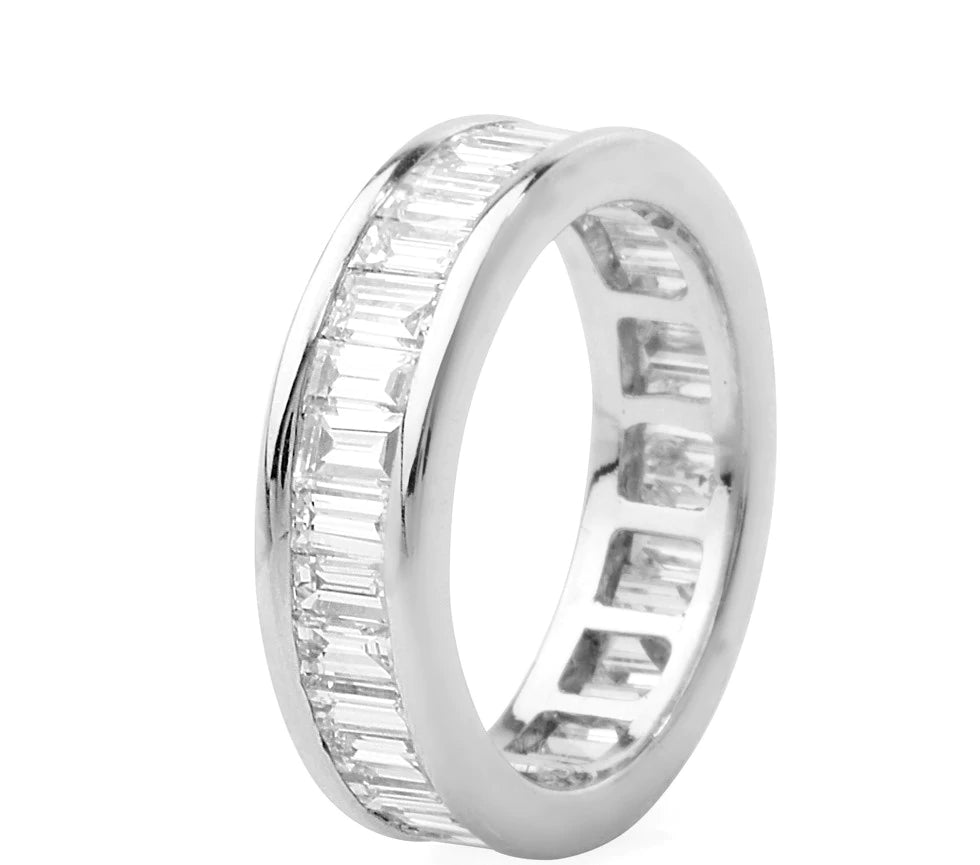 Estate 2.88ct Baguette Cut Diamond 18K White Gold Eternity Band Ring