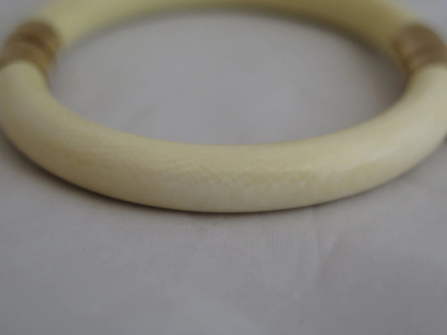 Old Chinese 14k Gold & Bone Bangle Bracelet