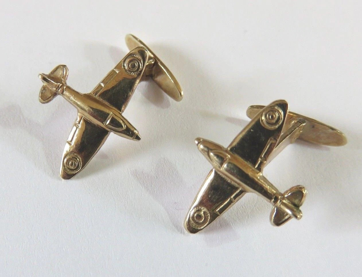 Vintage 9ct Gold Spitfire Aeroplane Cufflinks