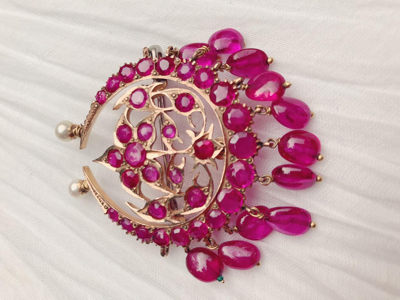 High Carat Gold & Rubies Indian Gear ( Turban ) Jewel