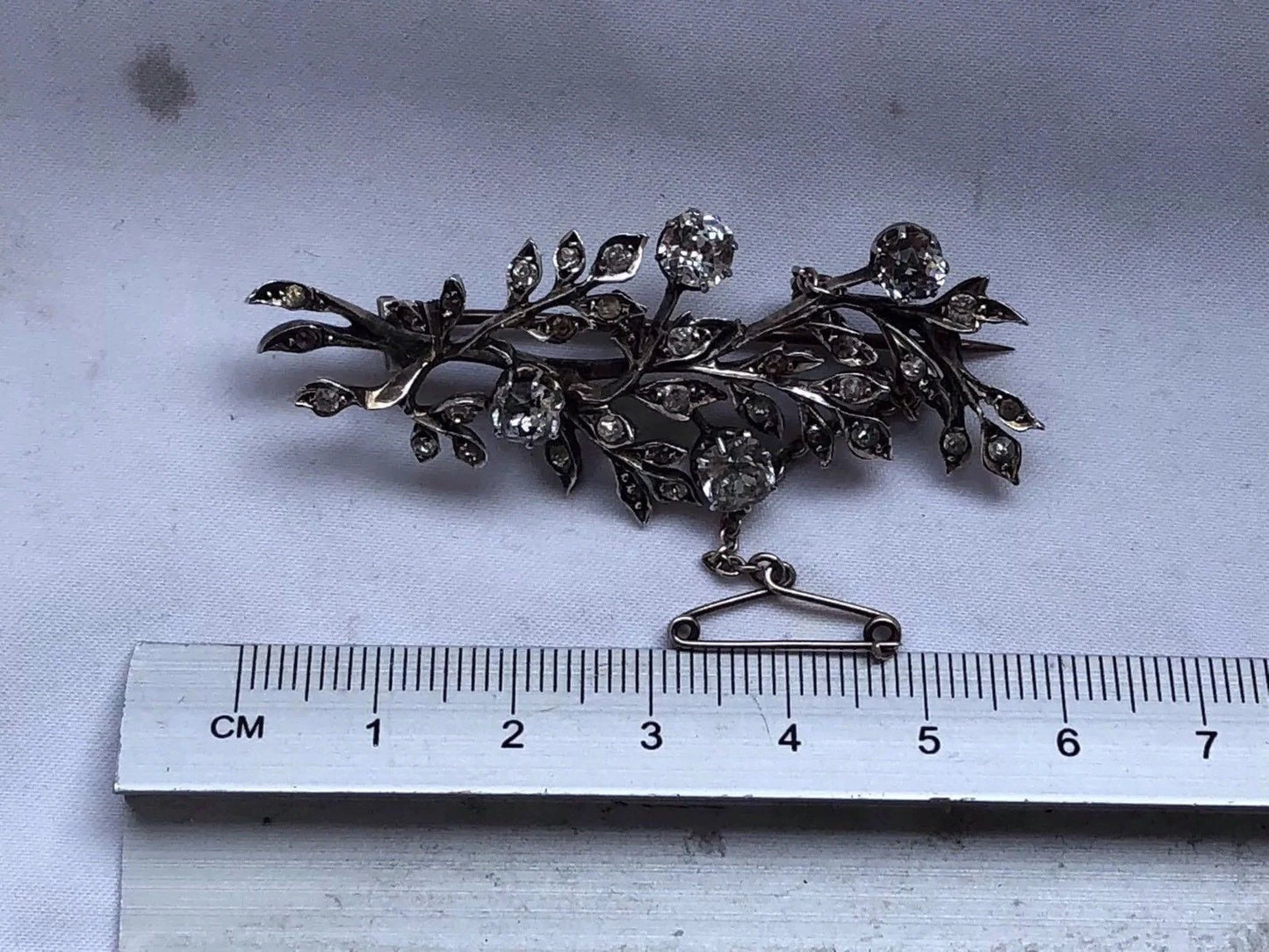 Antique Silver Spark Paste Flower Brooch