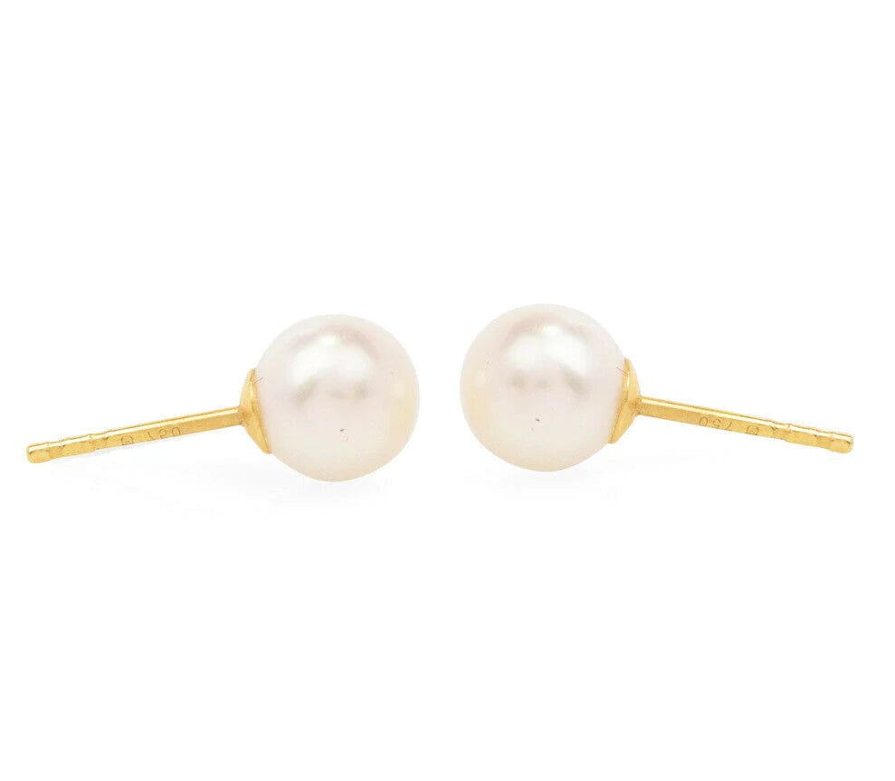 Mikimoto Pearl 18k Yellow Gold Stud Earrings