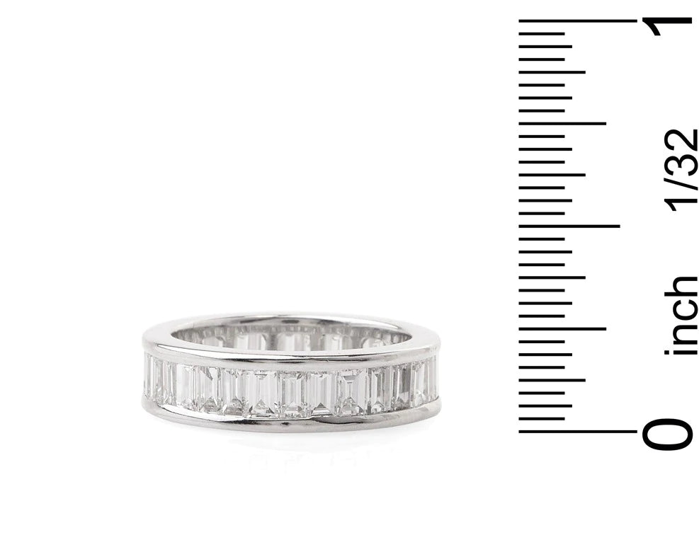 Estate 2.88ct Baguette Cut Diamond 18K White Gold Eternity Band Ring