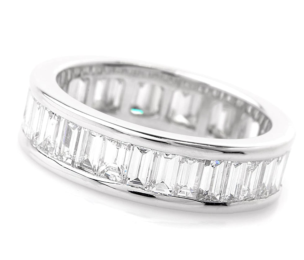 Estate 2.88ct Baguette Cut Diamond 18K White Gold Eternity Band Ring