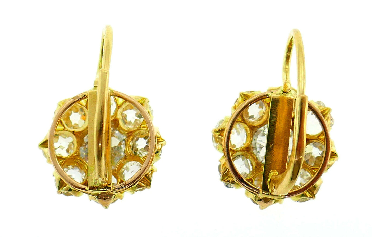 Victorian Diamond Gold Cluster Earrings