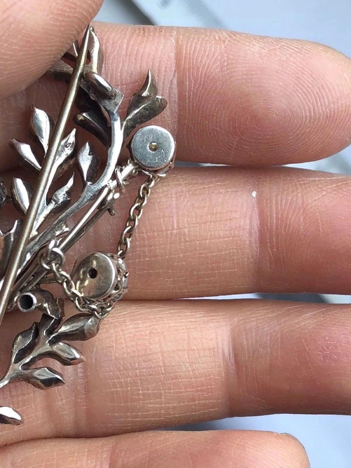 Antique Silver Spark Paste Flower Brooch