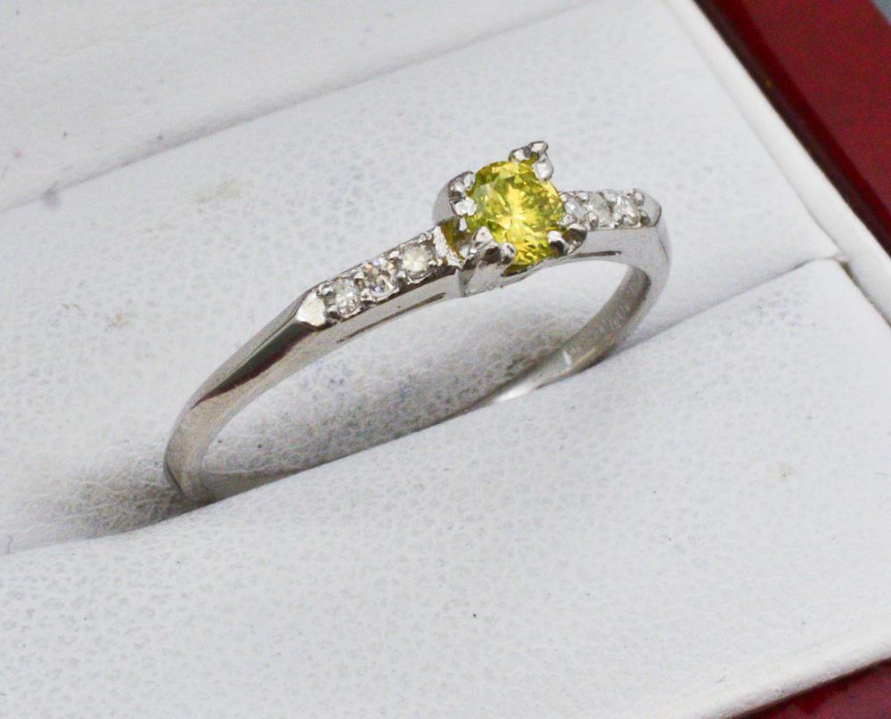 Antique 1920's deco 1/2ctw Vivid Canary Diamond Platinum Engagement Ring