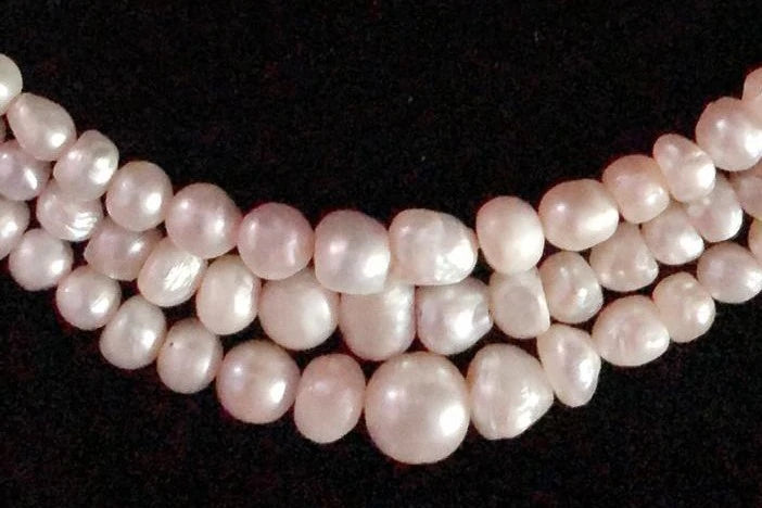 Three Layered Basra Natural Pearl Strings Necklace