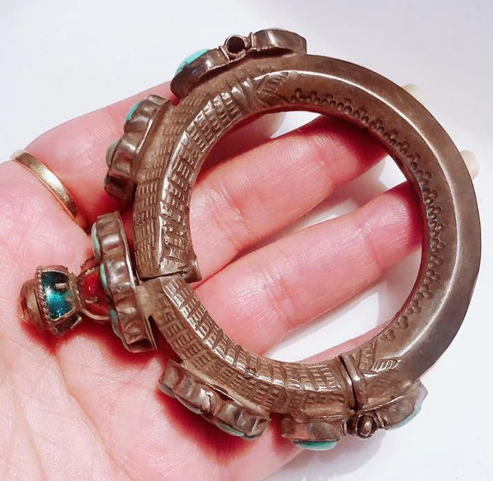 Vintage Turquoise & Silver Bangle