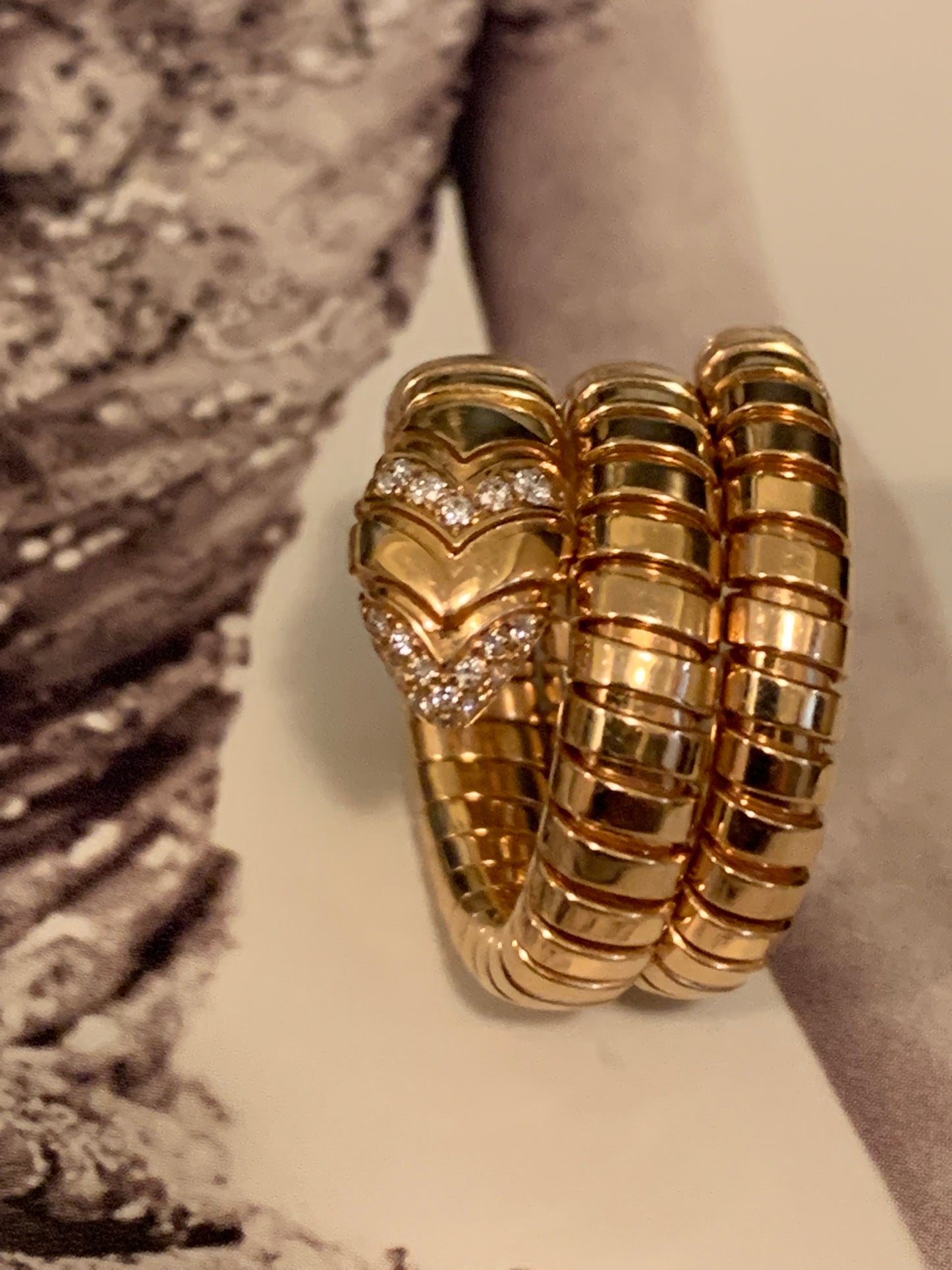 Bvlgari Serpenti Tubogas Diamond Gold Wrap Ring