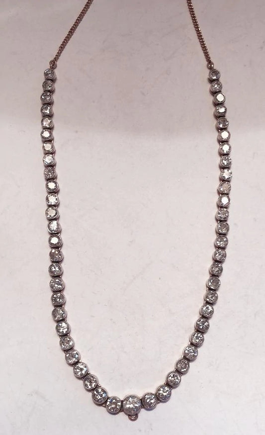 Victorian Old Euro Cut Diamond Necklace, Handmade Necklace