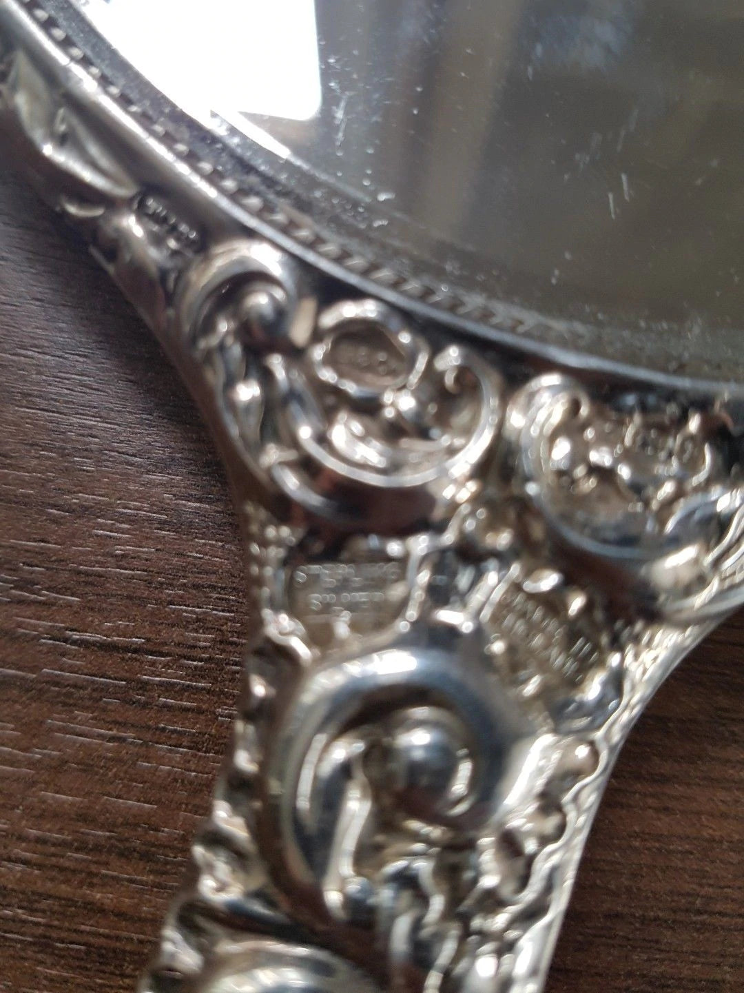 Beautiful Sterling Silver Hand Mirror & Hairbrush (Green Man) fully Hallmarked