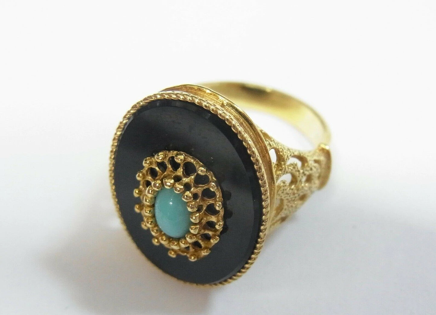 Vintage Freeform Mid Century Natural Opal Fine Diamond 8.6g 14k Gold Ring Sz5