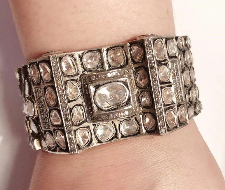 Victorian Treasure Polki Diamond Bracelet / Handmade Pave Polki Diamond Bracelet