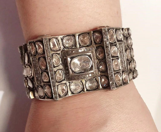 Victorian Treasure Polki Diamond Bracelet / Handmade Pave Polki Diamond Bracelet