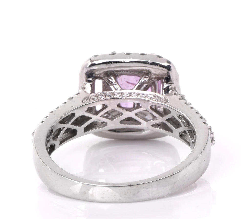 Estate Diamond Pink Sapphire 14K White Gold Ring 5.4 Grams