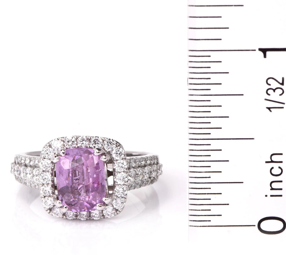 Estate Diamond Pink Sapphire 14K White Gold Ring 5.4 Grams